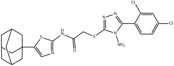 N-[5-(1-adamantyl)-1,3-thiazol-2-yl]-2-[[4-amino-5-(2,4-dichlorophenyl)-1,2,4-triazol-3-yl]sulfanyl]acetamide Struktur