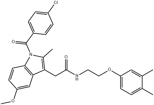 2-[1-(4-chlorobenzoyl)-5-methoxy-2-methylindol-3-yl]-N-[2-(3,4-dimethylphenoxy)ethyl]acetamide Struktur