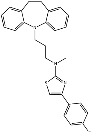 N-[3-(5,6-dihydrobenzo[b][1]benzazepin-11-yl)propyl]-4-(4-fluorophenyl)-N-methyl-1,3-thiazol-2-amine Struktur