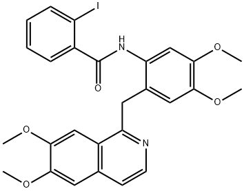 N-[2-[(6,7-dimethoxyisoquinolin-1-yl)methyl]-4,5-dimethoxyphenyl]-2-iodobenzamide Struktur