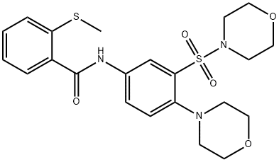 2-methylsulfanyl-N-(4-morpholin-4-yl-3-morpholin-4-ylsulfonylphenyl)benzamide Struktur