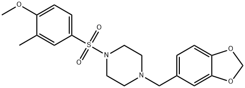 1-(1,3-benzodioxol-5-ylmethyl)-4-(4-methoxy-3-methylphenyl)sulfonylpiperazine Struktur