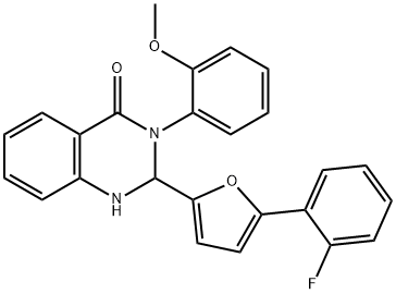 2-[5-(2-fluorophenyl)furan-2-yl]-3-(2-methoxyphenyl)-1,2-dihydroquinazolin-4-one Struktur