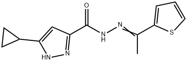 5-cyclopropyl-N-[(Z)-1-thiophen-2-ylethylideneamino]-1H-pyrazole-3-carboxamide Struktur