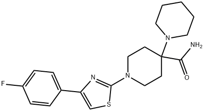 1-[4-(4-fluorophenyl)-1,3-thiazol-2-yl]-4-piperidin-1-ylpiperidine-4-carboxamide Struktur