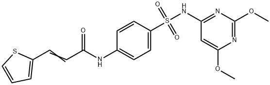 (E)-N-[4-[(2,6-dimethoxypyrimidin-4-yl)sulfamoyl]phenyl]-3-thiophen-2-ylprop-2-enamide Struktur