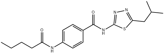 N-[5-(2-methylpropyl)-1,3,4-thiadiazol-2-yl]-4-(pentanoylamino)benzamide Struktur