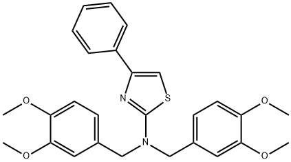 N,N-bis[(3,4-dimethoxyphenyl)methyl]-4-phenyl-1,3-thiazol-2-amine Struktur