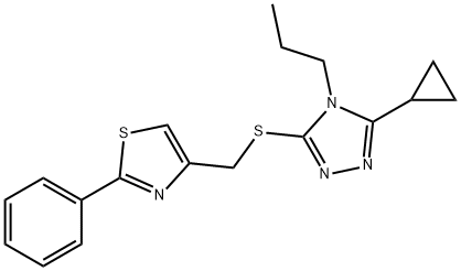 4-[(5-cyclopropyl-4-propyl-1,2,4-triazol-3-yl)sulfanylmethyl]-2-phenyl-1,3-thiazole Struktur