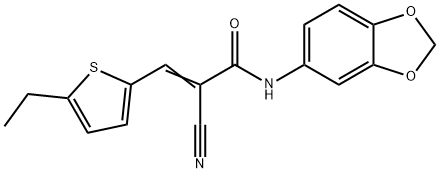 (E)-N-(1,3-benzodioxol-5-yl)-2-cyano-3-(5-ethylthiophen-2-yl)prop-2-enamide Struktur