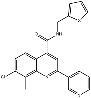 7-chloro-8-methyl-2-pyridin-3-yl-N-(thiophen-2-ylmethyl)quinoline-4-carboxamide Struktur