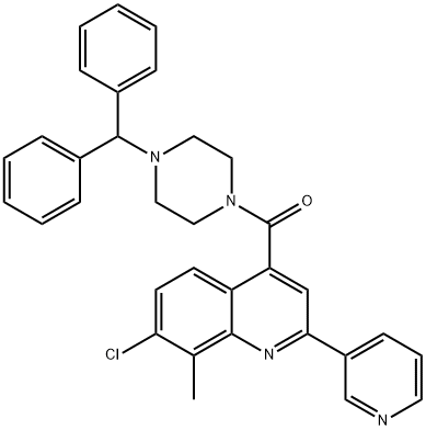 (4-benzhydrylpiperazin-1-yl)-(7-chloro-8-methyl-2-pyridin-3-ylquinolin-4-yl)methanone Struktur