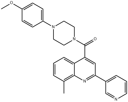 [4-(4-methoxyphenyl)piperazin-1-yl]-(8-methyl-2-pyridin-3-ylquinolin-4-yl)methanone Struktur