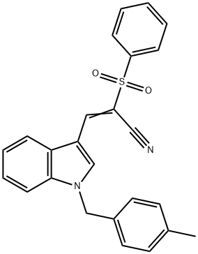 (E)-2-(benzenesulfonyl)-3-[1-[(4-methylphenyl)methyl]indol-3-yl]prop-2-enenitrile Struktur