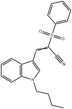 (E)-2-(benzenesulfonyl)-3-(1-butylindol-3-yl)prop-2-enenitrile Struktur