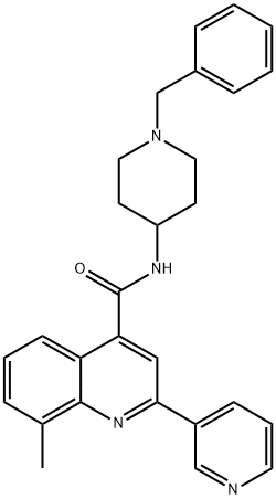 N-(1-benzylpiperidin-4-yl)-8-methyl-2-pyridin-3-ylquinoline-4-carboxamide Struktur