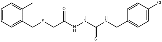 1-[(4-chlorophenyl)methyl]-3-[[2-[(2-methylphenyl)methylsulfanyl]acetyl]amino]thiourea Struktur