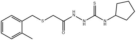 1-cyclopentyl-3-[[2-[(2-methylphenyl)methylsulfanyl]acetyl]amino]thiourea Struktur