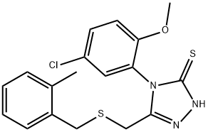 4-(5-chloro-2-methoxyphenyl)-3-[(2-methylphenyl)methylsulfanylmethyl]-1H-1,2,4-triazole-5-thione Struktur