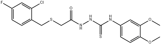 1-[[2-[(2-chloro-4-fluorophenyl)methylsulfanyl]acetyl]amino]-3-(3,4-dimethoxyphenyl)thiourea Struktur