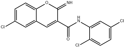 6-chloro-N-(2,5-dichlorophenyl)-2-iminochromene-3-carboxamide Struktur