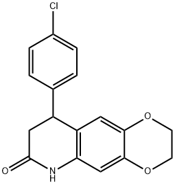 9-(4-chlorophenyl)-3,6,8,9-tetrahydro-2H-[1,4]dioxino[2,3-g]quinolin-7-one Struktur