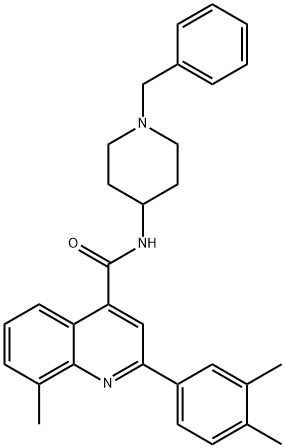 N-(1-benzylpiperidin-4-yl)-2-(3,4-dimethylphenyl)-8-methylquinoline-4-carboxamide Struktur