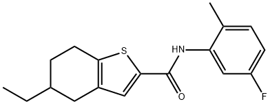 5-ethyl-N-(5-fluoro-2-methylphenyl)-4,5,6,7-tetrahydro-1-benzothiophene-2-carboxamide Struktur