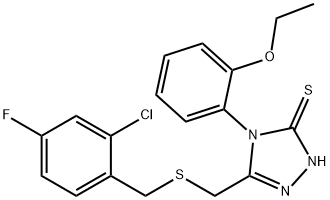 3-[(2-chloro-4-fluorophenyl)methylsulfanylmethyl]-4-(2-ethoxyphenyl)-1H-1,2,4-triazole-5-thione Struktur