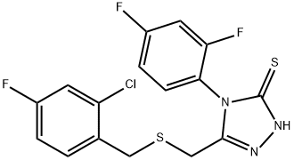 3-[(2-chloro-4-fluorophenyl)methylsulfanylmethyl]-4-(2,4-difluorophenyl)-1H-1,2,4-triazole-5-thione Struktur