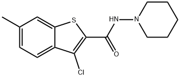 3-chloro-6-methyl-N-piperidin-1-yl-1-benzothiophene-2-carboxamide Struktur