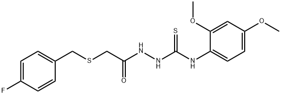 1-(2,4-dimethoxyphenyl)-3-[[2-[(4-fluorophenyl)methylsulfanyl]acetyl]amino]thiourea Struktur