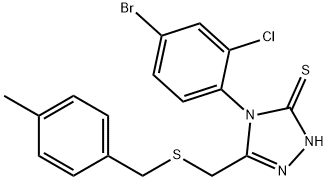 4-(4-bromo-2-chlorophenyl)-3-[(4-methylphenyl)methylsulfanylmethyl]-1H-1,2,4-triazole-5-thione Struktur