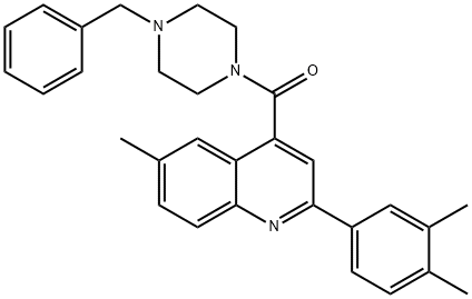 (4-benzylpiperazin-1-yl)-[2-(3,4-dimethylphenyl)-6-methylquinolin-4-yl]methanone Struktur