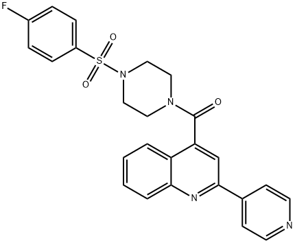 [4-(4-fluorophenyl)sulfonylpiperazin-1-yl]-(2-pyridin-4-ylquinolin-4-yl)methanone Struktur