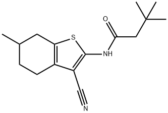 N-(3-cyano-6-methyl-4,5,6,7-tetrahydro-1-benzothiophen-2-yl)-3,3-dimethylbutanamide Struktur