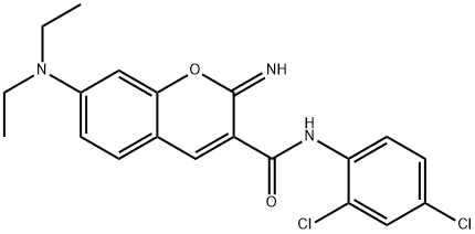 N-(2,4-dichlorophenyl)-7-(diethylamino)-2-iminochromene-3-carboxamide Struktur