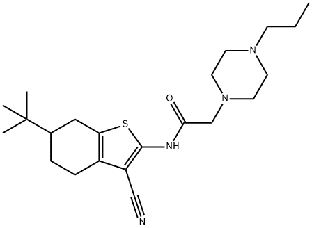 N-(6-tert-butyl-3-cyano-4,5,6,7-tetrahydro-1-benzothiophen-2-yl)-2-(4-propylpiperazin-1-yl)acetamide Struktur