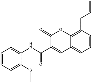 N-(2-methylsulfanylphenyl)-2-oxo-8-prop-2-enylchromene-3-carboxamide Struktur