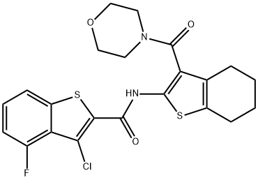 3-chloro-4-fluoro-N-[3-(morpholine-4-carbonyl)-4,5,6,7-tetrahydro-1-benzothiophen-2-yl]-1-benzothiophene-2-carboxamide Struktur