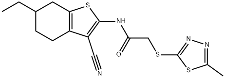 N-(3-cyano-6-ethyl-4,5,6,7-tetrahydro-1-benzothiophen-2-yl)-2-[(5-methyl-1,3,4-thiadiazol-2-yl)sulfanyl]acetamide Struktur