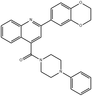 [2-(2,3-dihydro-1,4-benzodioxin-6-yl)quinolin-4-yl]-(4-phenylpiperazin-1-yl)methanone Struktur