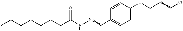 N-[(E)-[4-[(E)-3-chloroprop-2-enoxy]phenyl]methylideneamino]octanamide Struktur