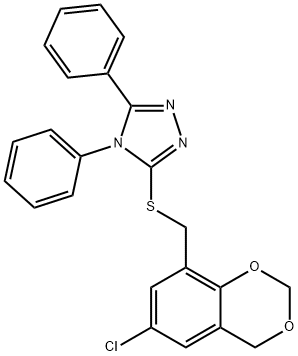 3-[(6-chloro-4H-1,3-benzodioxin-8-yl)methylsulfanyl]-4,5-diphenyl-1,2,4-triazole Struktur