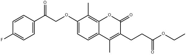 ethyl 3-[7-[2-(4-fluorophenyl)-2-oxoethoxy]-4,8-dimethyl-2-oxochromen-3-yl]propanoate Struktur