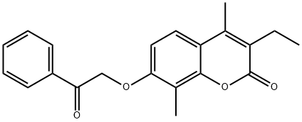 3-ethyl-4,8-dimethyl-7-phenacyloxychromen-2-one Struktur