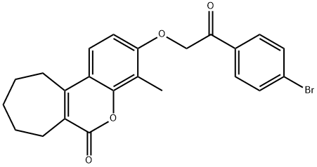 3-[2-(4-bromophenyl)-2-oxoethoxy]-4-methyl-8,9,10,11-tetrahydro-7H-cyclohepta[c]chromen-6-one Struktur