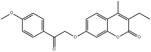 3-ethyl-7-[2-(4-methoxyphenyl)-2-oxoethoxy]-4-methylchromen-2-one Struktur