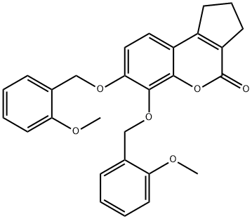 6,7-bis[(2-methoxyphenyl)methoxy]-2,3-dihydro-1H-cyclopenta[c]chromen-4-one Struktur