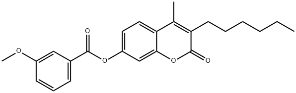 (3-hexyl-4-methyl-2-oxochromen-7-yl) 3-methoxybenzoate Struktur